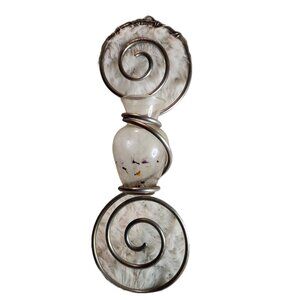 Vintage Spiral Wall Hanging Aluminum & Glass Vase